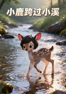 小鹿跨过小溪