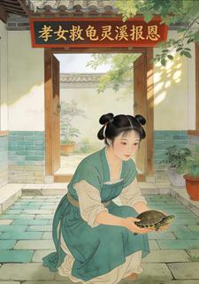 孝女救龟，灵溪报恩