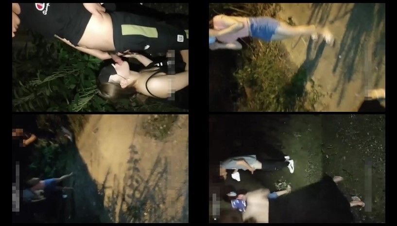 两男两女00后户外露出，野战，撒尿，荒郊野岭释放天性，太刺激干得满头大汗湿了小翘臀�