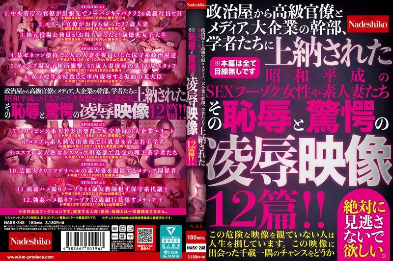 政治屋から高级官僚とメディア、大企业の干部、学者たちに上纳された昭和平成のSEXフーゾク女性や素人妻たち，その耻辱と惊愕の凌●映射12篇！！�