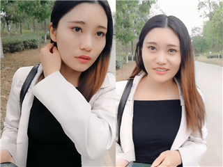 路边搭讪美女加微信相约到旁边的小树林�