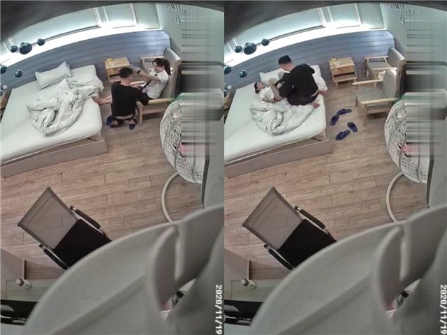 11/19精选 360蓝墙白床主题-远视角外约性感制服妹子