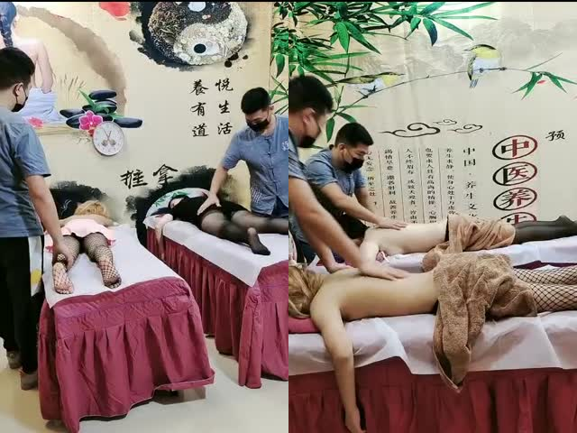 按摩店趣事4P骚逼顾客 �