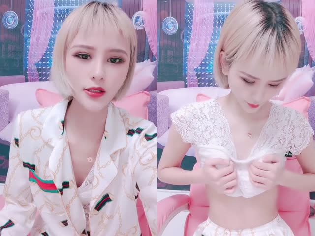 金色短头发的气质妹子，手指自慰�