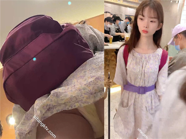 紫色白裙子大长腿小姐
