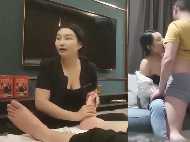 【你的老表】装专攻足浴技师，找了个熟女技师带出去操 沙发上口交坐上来骑乘后入�