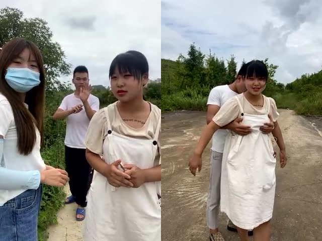 乡村精神小妹路边搞直播�